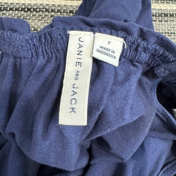 Janie and Jack Girls Ric Rac Cold Shoulder Romper 100% Cotton Patriotic Blue 7 - Picture 7 of 8